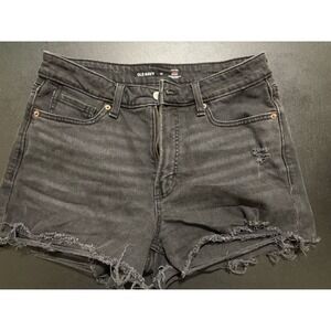 Old Navy High-Rise Curvy Denim Shorts Black Distressed Raw Hem Size 10